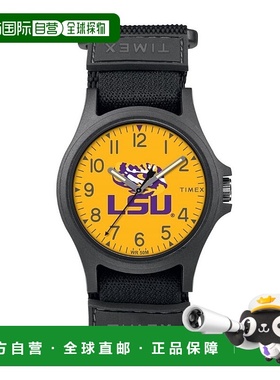 自营 Timex NCAA路易斯安那州立老虎队男式手表-黑色 美国奥莱直