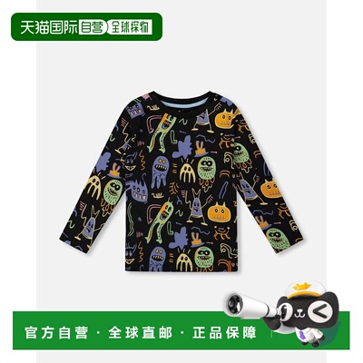 自营deux par deuxLong Sleeve Organic Cotton Allover Monsters