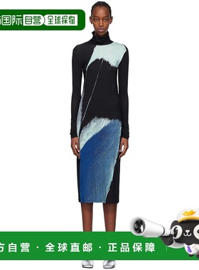 1h可退 香港直邮潮奢 SHANG XIA 女士 黑色印花连衣裙 WCR624JC16