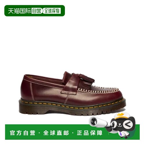自营dr. martensAdrian Ben抛光勃艮第流苏乐福鞋-黑色 美国奥莱