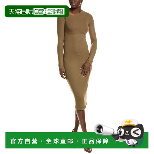 自营Enza Costa 斜角真丝混纺中长连衣裙 - 绿色 美国奥莱直发