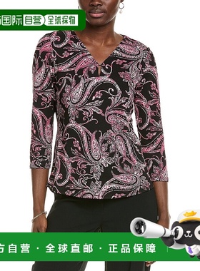 自营 Jones New York 3/4袖衬衫-粉红色 美国奥莱直发上衣女装