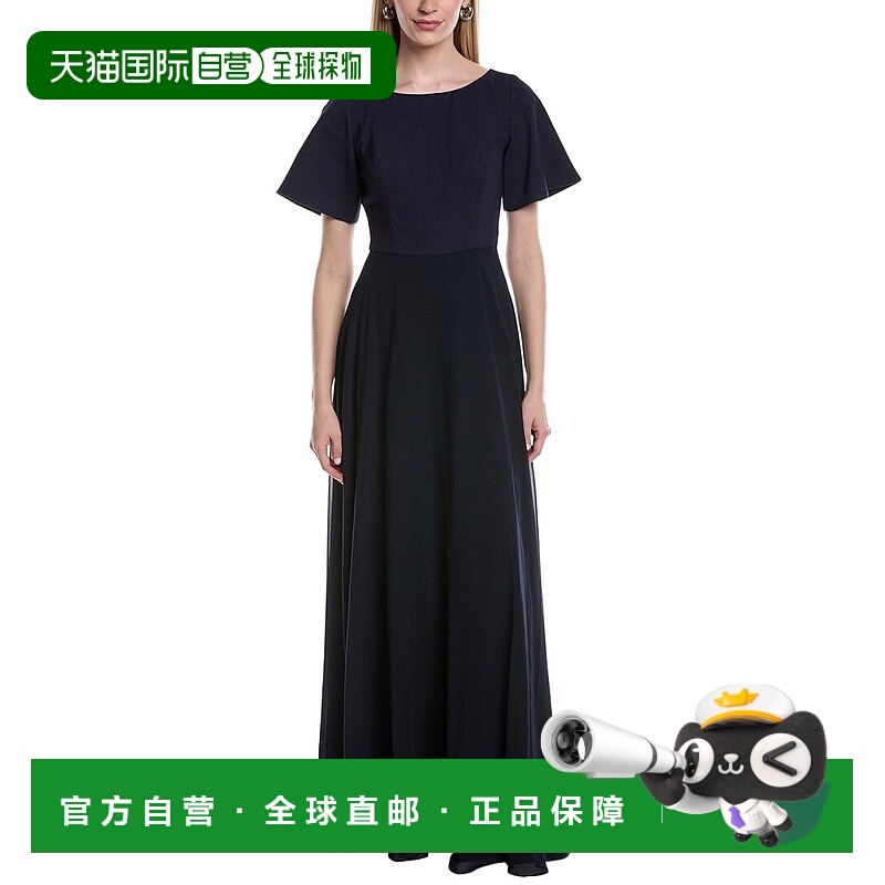 自营Rene Ruiz Boat Neck Chiffon A-Line Gown - blue 美国奥莱