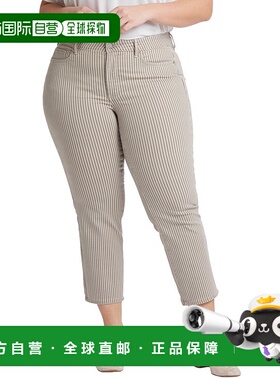 自营 NYDJ Plus Marilyn Sandbar条纹脚踝裁剪牛仔裤-多色 美国奥