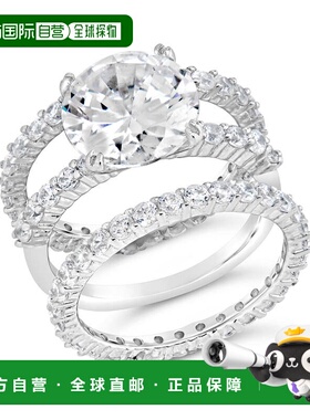 自营 sterling forever纯银明亮式订婚戒指 3 件套 - 银 美国奥莱