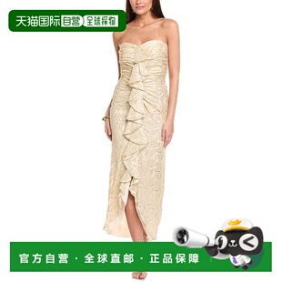 自营 Ramy Brook Goldie真丝混纺长裙-金色连衣裙 美国奥莱直发