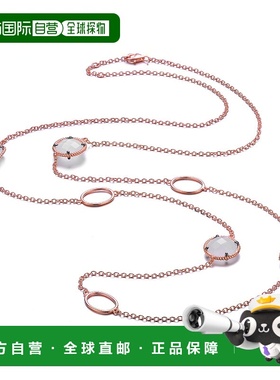 自营 GENEVIVE 纯银镀玫瑰金白色立方氧化锆站项链 - 粉红色 美国