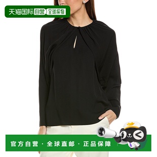 自营 lafayette 148 new york拉斐特148纽约丝绸波莱罗袖衬衫-黑