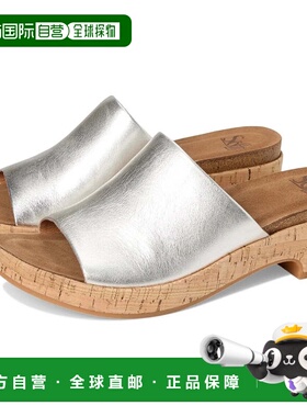 自营Sofft Cass Sandals Women's Silver Leather Round Toe Slip