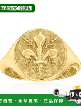 自营 Ross-Simons 意大利 14 克拉黄金 Fleur-De-Lis 图章戒指 -