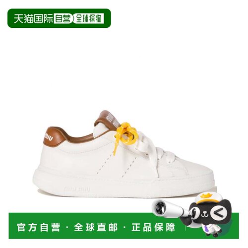 自营miu miuWhite Low-Top Contrast Detail Sneakers - white 美