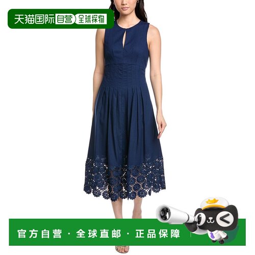 自营Sam Edelman Pintuck Linen-Blend A-Line Dress - blue 美国
