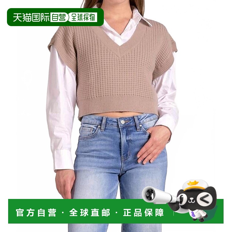 自营elanMixed Media Sweater In Taupe - taupe 美国奥莱直发