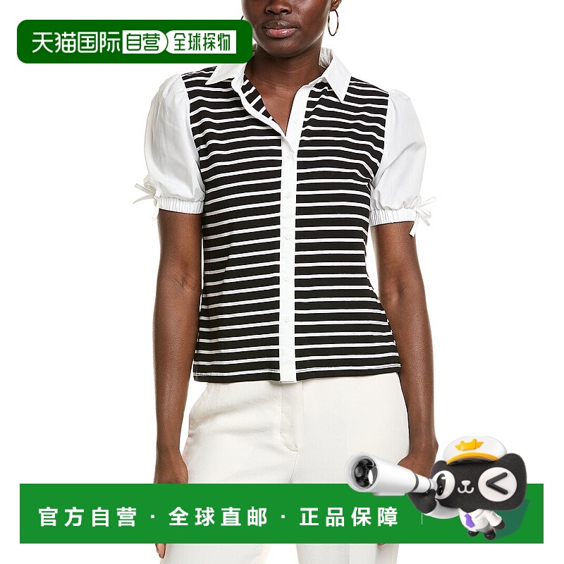 自营Nanette Nanette Lepore条纹上衣-黑色 美国奥莱直发