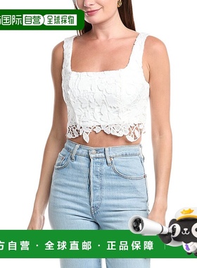 自营 Milly Chay夏季花朵蕾丝露脐上衣-白色 美国奥莱直发性感