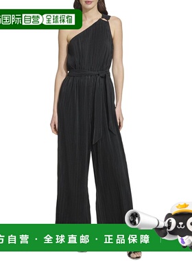 自营DKNY One Shoulder Plisse Pant - black 美国奥莱直发