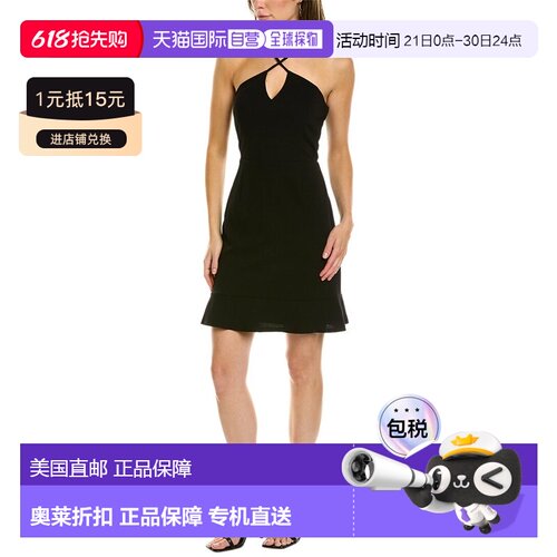 自营Julia Jordan Halter Mini Dress - black 美国奥莱直发吊带