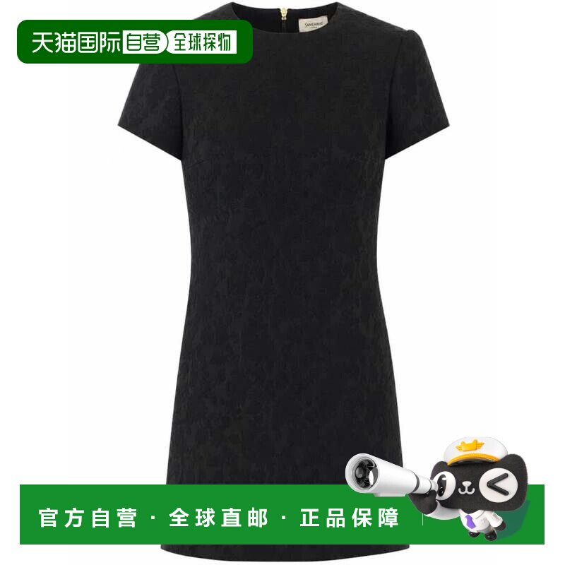 美国直邮自营saint laurent黑色修身印花提花迷你连衣裙-黑色 美