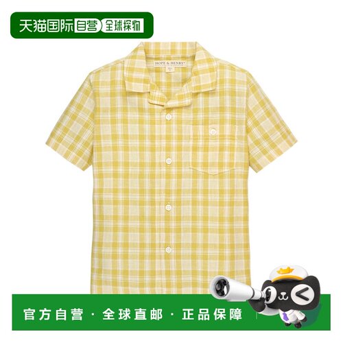 自营Hope & Henry Short Sleeve Camp Shirt - yellow 美国奥莱直