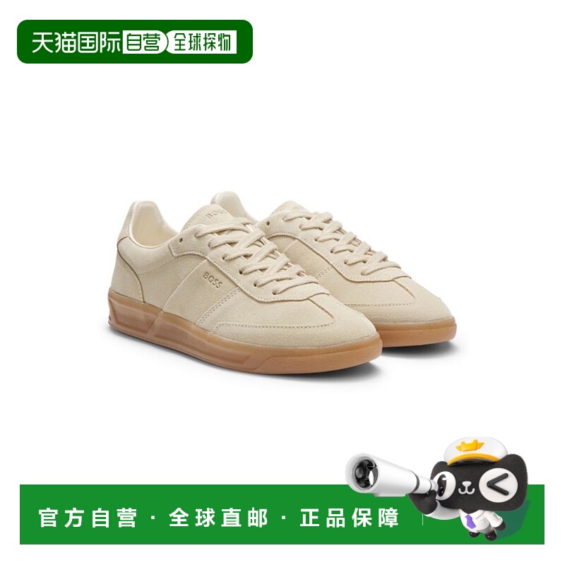 自营bossRubber-sole trainers in suede - light beige 美国奥莱