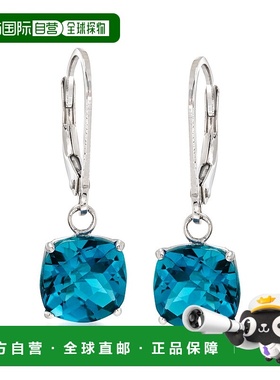 自营 925 纯银 Ross-Simons 伦敦蓝托帕石吊式耳环 - 蓝色 美国奥