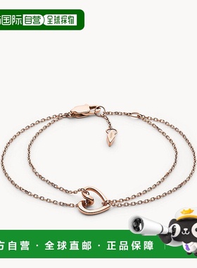 自营 Fossil 女士玫瑰金不锈钢链式手链 - 粉红色 美国奥莱直发