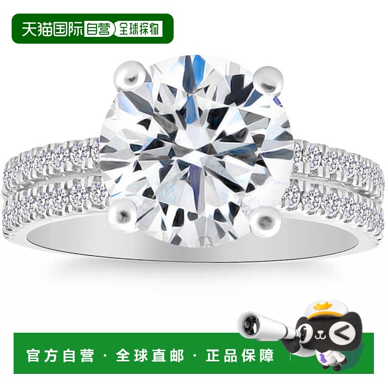 自营 pompeii34 1/2 克拉钻石订婚戒指 多排密镶钻石 白金 实验室