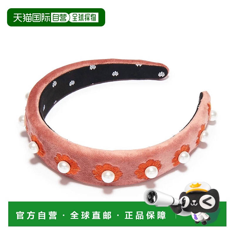 自营lele sadoughi尘玫瑰中的女式珍珠花爱丽丝头带-尘玫瑰 正品