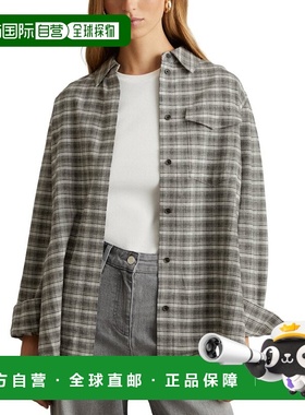 自营Reiss Lorena Check Wool-Blend Shirt - grey 美国奥莱直发