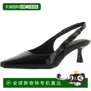 女士漆皮加墊鞋 自營 anne kleinCarmel 黑色漆皮 墊露跟高跟鞋