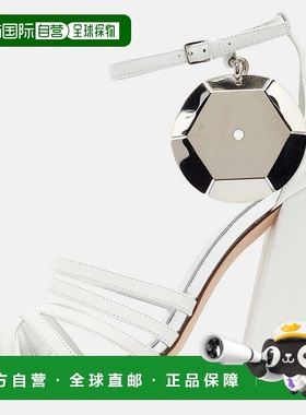 自营Burberry White Leather Split-Toe Hove Sandals - white 美