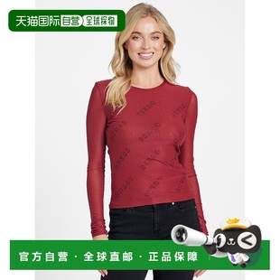 自营guessWinny Rhinestone Logo Top - beet juice red 美国奥莱