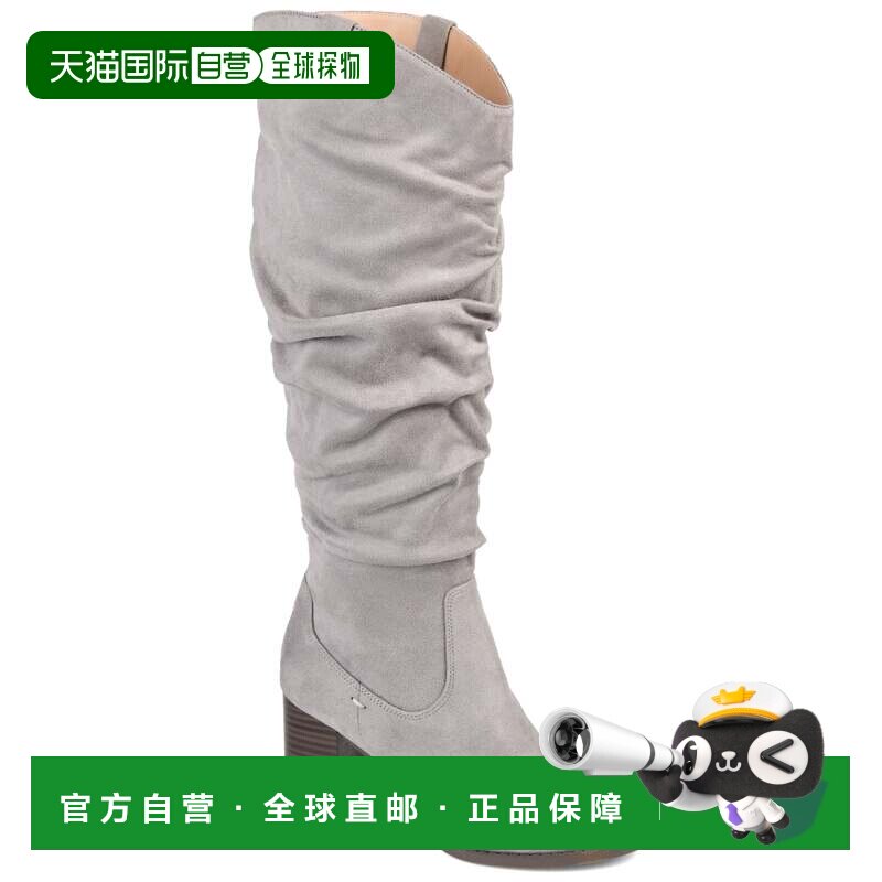 自营 Journee Collection宽款小牛女靴-灰色 美国奥莱直发