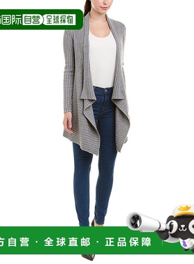 自营 autumn cashmere秋季羊绒罗纹羊毛和羊绒混纺开衫-灰色 美国