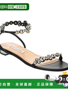 自营 Aquazzura Bubbles 皮革凉鞋 - 黑色 美国奥莱直发单鞋