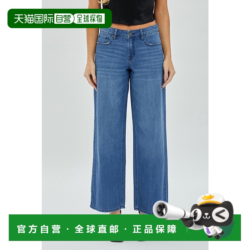 自营hidden女式Nori高腰阔腿牛仔裤,中深色-中深色 美国奥莱直发