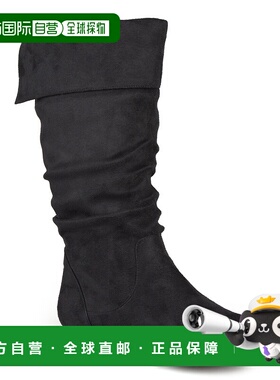 自营 Journee Collection宽款小牛女式Shelley-3靴子-黑色 美国奥