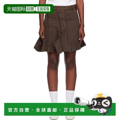 1h可退 香港直邮潮奢 Sacai 女士 棕色 Asymmetrical 牛仔短裙 25
