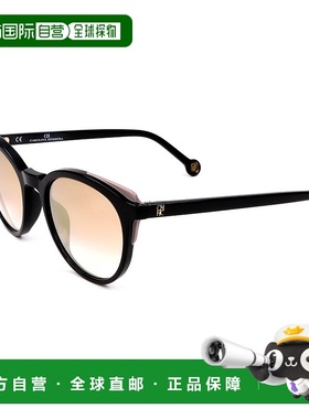 自营Carolina Herrera女式50mm闪亮黑色太阳镜-闪亮黑色 美国奥莱