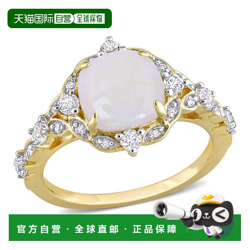 自营mimi & max1 4/5 CT TGW 垫形切割蛋白石和钻石口音光环复古