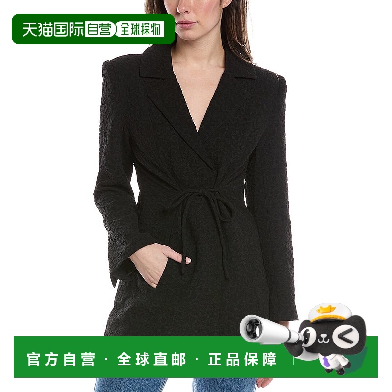 自营 GANNI Textured Blazer - Black 奥莱直发长袖外套美国