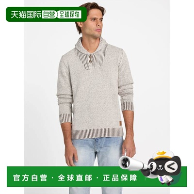 自营guessLeo Marled Shawl Sweater - chino 美国奥莱直发毛衣