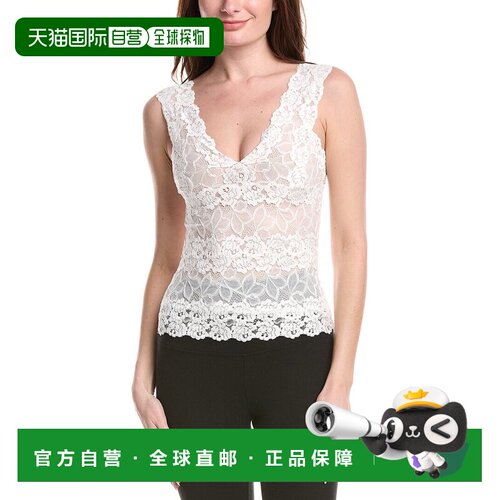 自营Josie Natori Rose Parfait Allover Lace Silk Tank - white