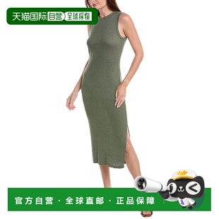 蓝色 亚麻混纺罗纹背心中长连衣裙 美国奥莱直发 Onia 自营