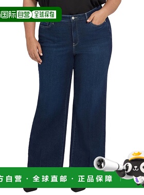 自营NYDJ Plus Teresa Midnight Breeze宽腿牛仔裤-蓝色 美国奥莱