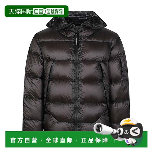 自营c.p. companyDD-贝壳中等羽绒可拆式-兜帽聚酰胺羽绒服-黑色