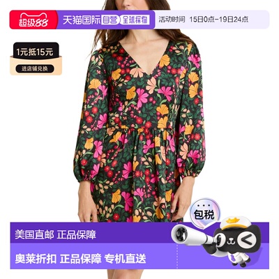 自营Draper James Connie Long Sleeve Dress - black multi 美国