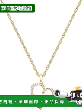 【美国直邮】macy's 通用 项链纯银爱心吊坠天然宝石珠宝心形黄金