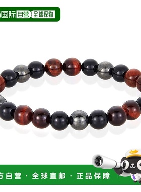 自营 Crucible Los Angeles 8 毫米串珠弹力手链，配有红色虎眼石