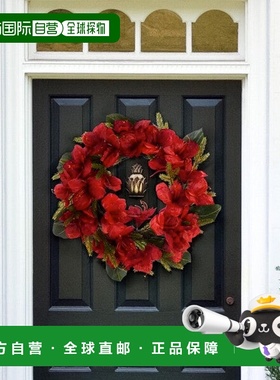 自营 safavieh人造 24 英寸孤挺花和玉兰叶花环 - 红色/绿色 美国